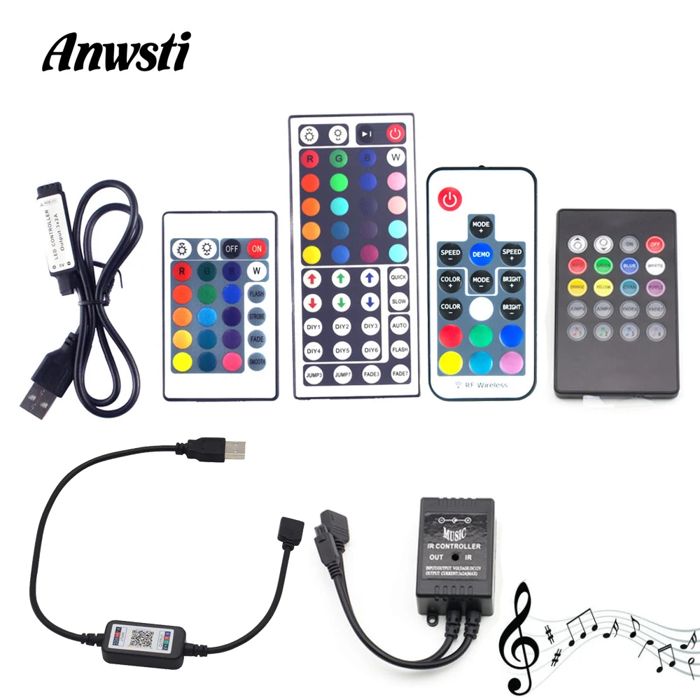 USB RGB светодиодный контроллер Bluetooth Музыка 5 в 12 В 24 мини IR RF беспроводной пульт