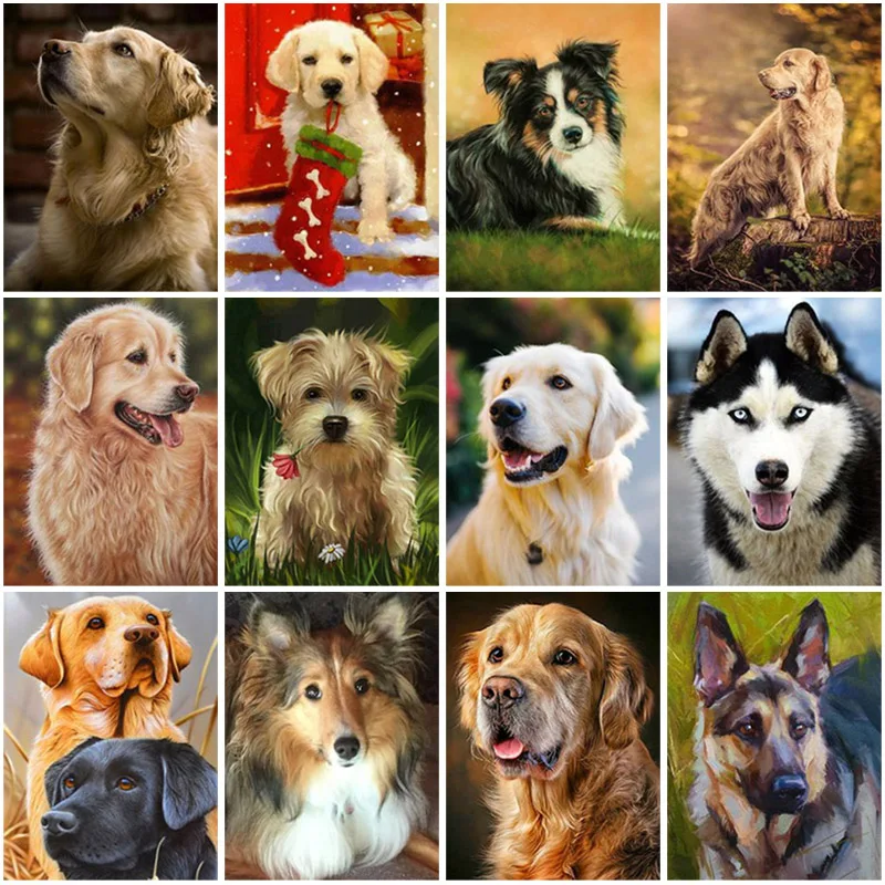 

DIY Dog 5D Diamond Painting Full Square Drill Cross Stitch Kits Animal Diamond Embroidery Wall Art Mosaic Home Decor Gift