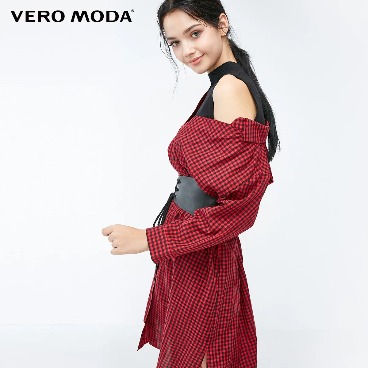 Vero Moda Новое поступление вязаный жилет клетчатое платье-рубашка | 3184SZ506