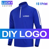 mens long sleeved breathable and quick drying sportswear custom printed embroidery logo fitness running top football jersey