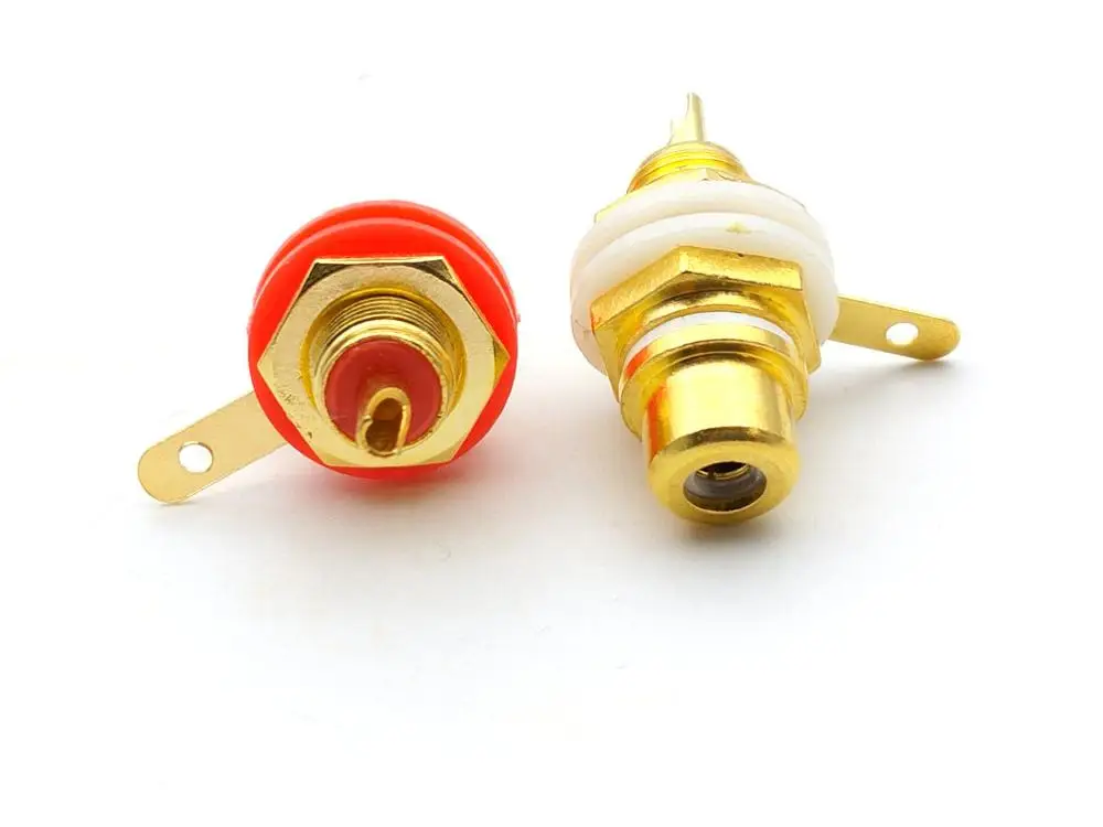 20 шт./лот позолоченный RCA гнездовой разъем аудио усилитель шасси розетка красный
