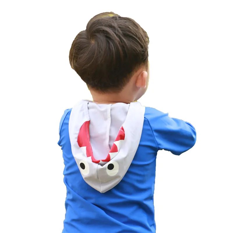 

Middle Split Kid's Hot Hooded Swimsuit Boy Big Korean Children Sunscreen Swimsuit Swimwear Spring Quick-Dry and Baby Boy Small S