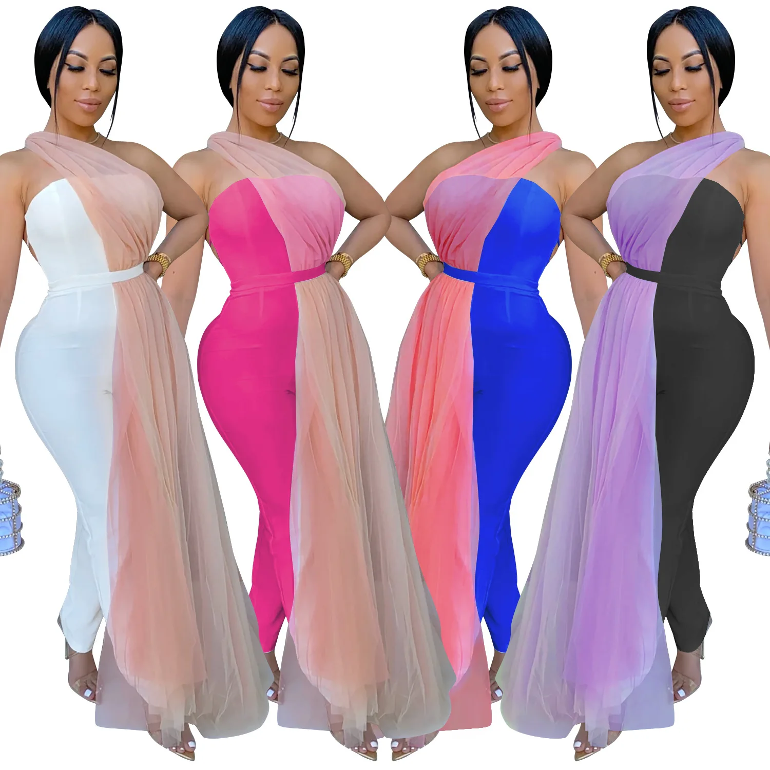 

Zoctuo Open Back Sexy Jumpsuits for Women Beach Club Party Lace Up Skinny Rompers and Jumpsuits Mesh White Strapless Romper