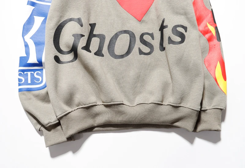 

Kanye West"I feel Ghosts" Sweatshirt Men and Women Fleece Flame Print Hip Hop Hoodies Xxxtentacion Loose Casual Hoody