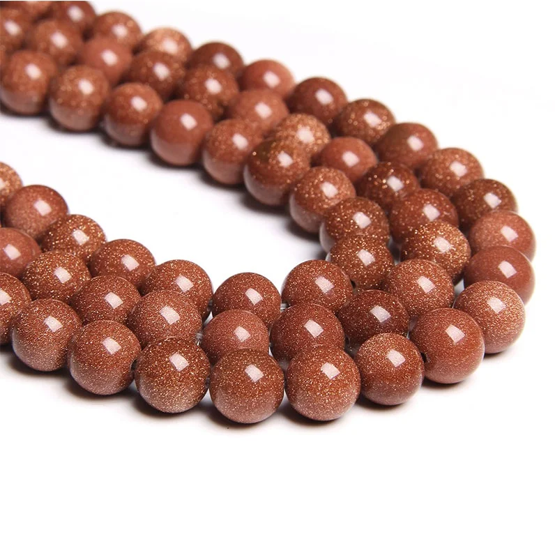 

Natural Gold Sand Round Loose Beads DIY Bracelet Earrings Accessories