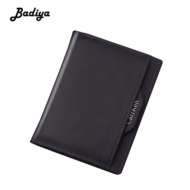 Винтажный Мужской кошелек из искусственной кожи тонкий двойной складной