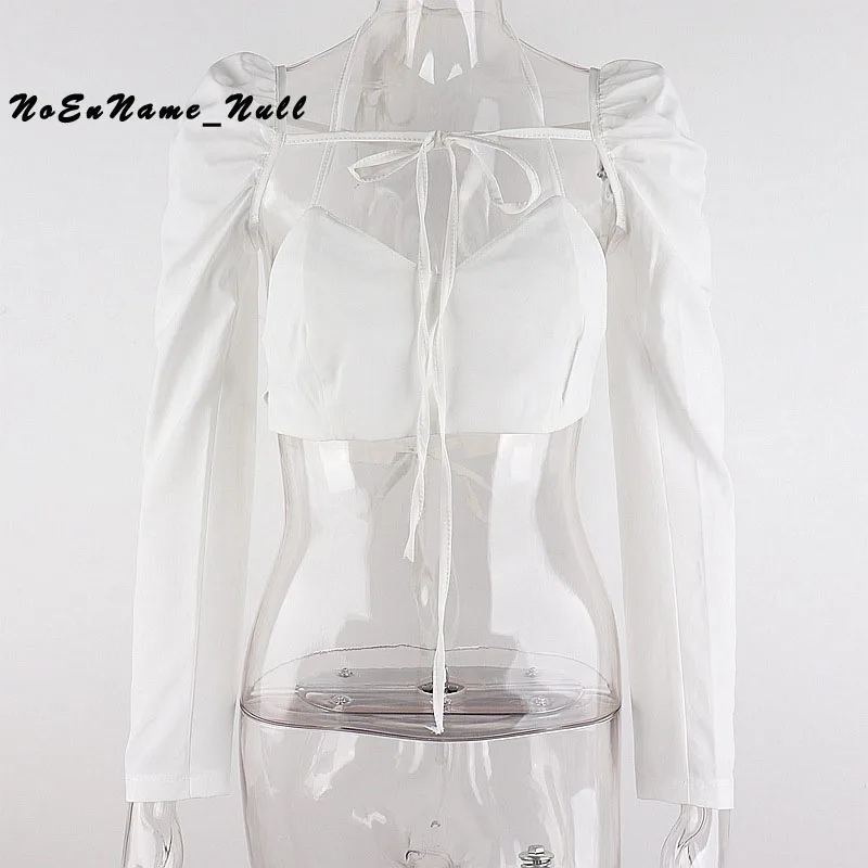 

Long sleeve T-shirt with Corded chest and sexy shoulder Basic preppy style solid tshirt street vogue Back Split loose female top