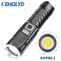 xhp90 2 4 core smart power display led flashlight usb rechargeable powerbank 18650 26650 battery torch aluminum zoomable lantern
