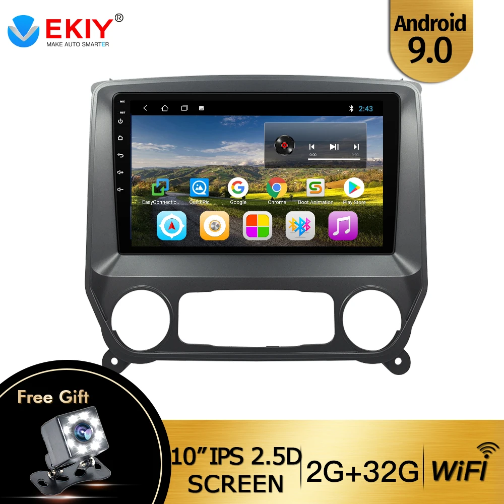 

EKIY 10.1'' IPS GPS Stereo Navigation Player for Chevrolet Silverado GMC-Sierra 2014-2018 Auto Car Radio Android 9.0 Canbus DVD