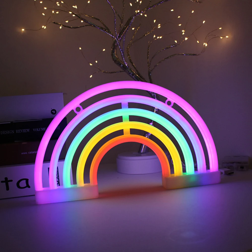 

Rainbow Neon Wall Lamp Dual Purpose 5-Color Rainbow Hanging Neon Light Bulb Tube Suitable For Mantelpiece, Shop Window Room