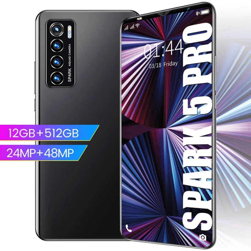 

Global Version Spark 5 Pro 6+128GB Dual SIM 24+48MP 6000mAh Mobile Cell Phones 5.0 Inch Fingerprint Unlock Mini Smart Phone