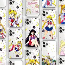 Sailor Moon Cartoon Girl Phone Case Transparent soft For iphone 5 5s 5c se 6 6s 7 8 11 12 plus mini x xs xr pro max