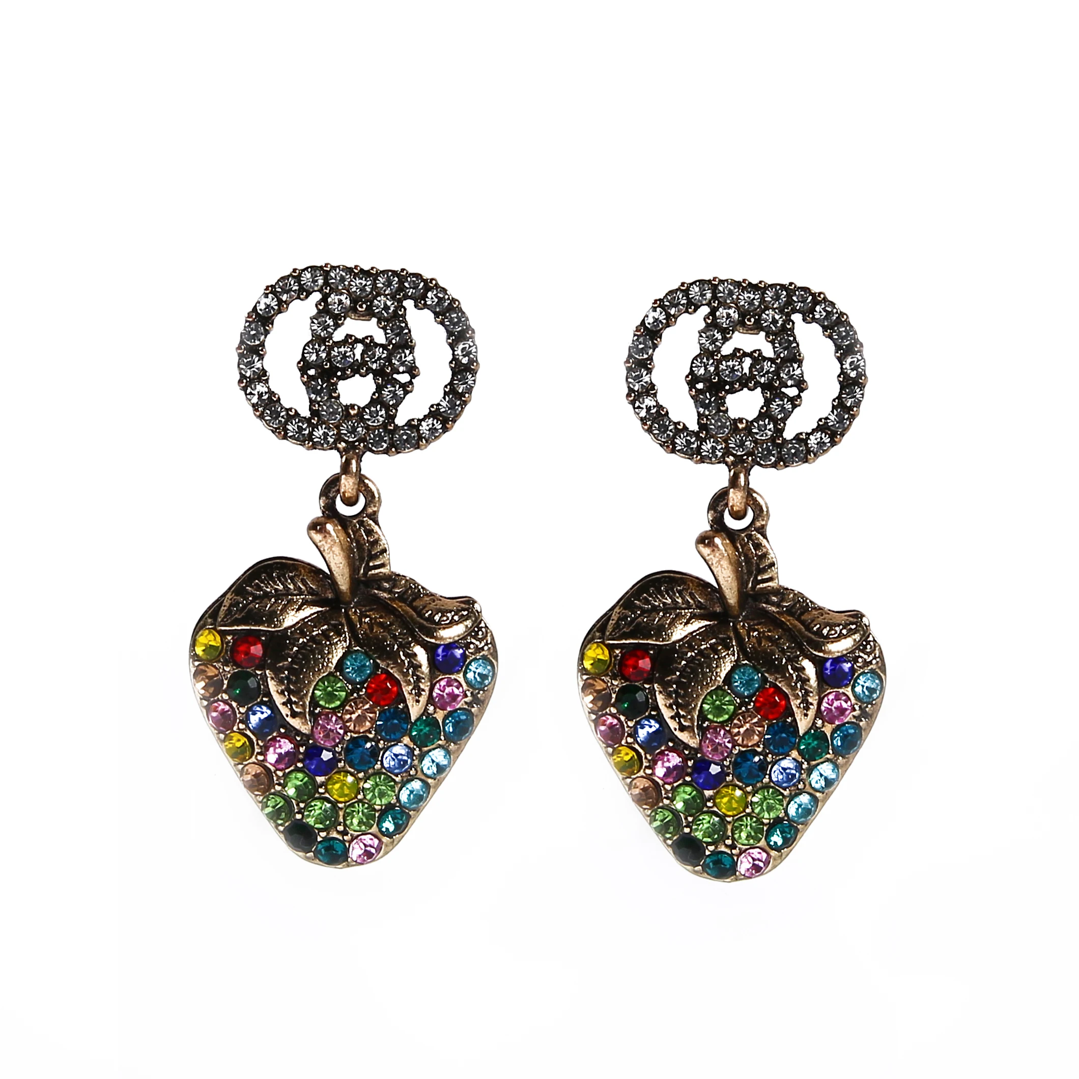 

New fashion rhinestone pink color elegant and fashionable Strawberry fruit trendy water drop earrings jewelry for women 2020