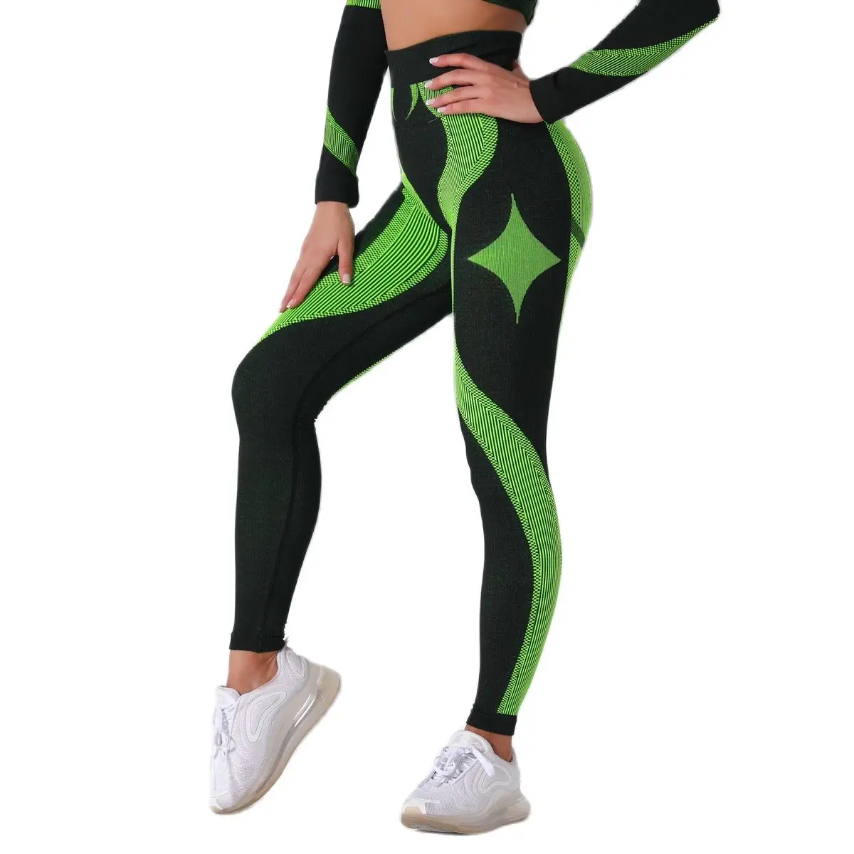 

Зеленые джоггеры, женские Беговые колготки, Бесшовные Леггинсы для йоги с высокой талией, женские эластичные штаны для йоги