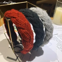 elegant temperament headband for woman knitted solid color bezel cloth fabric head wear ladies hair accessories twists hairband