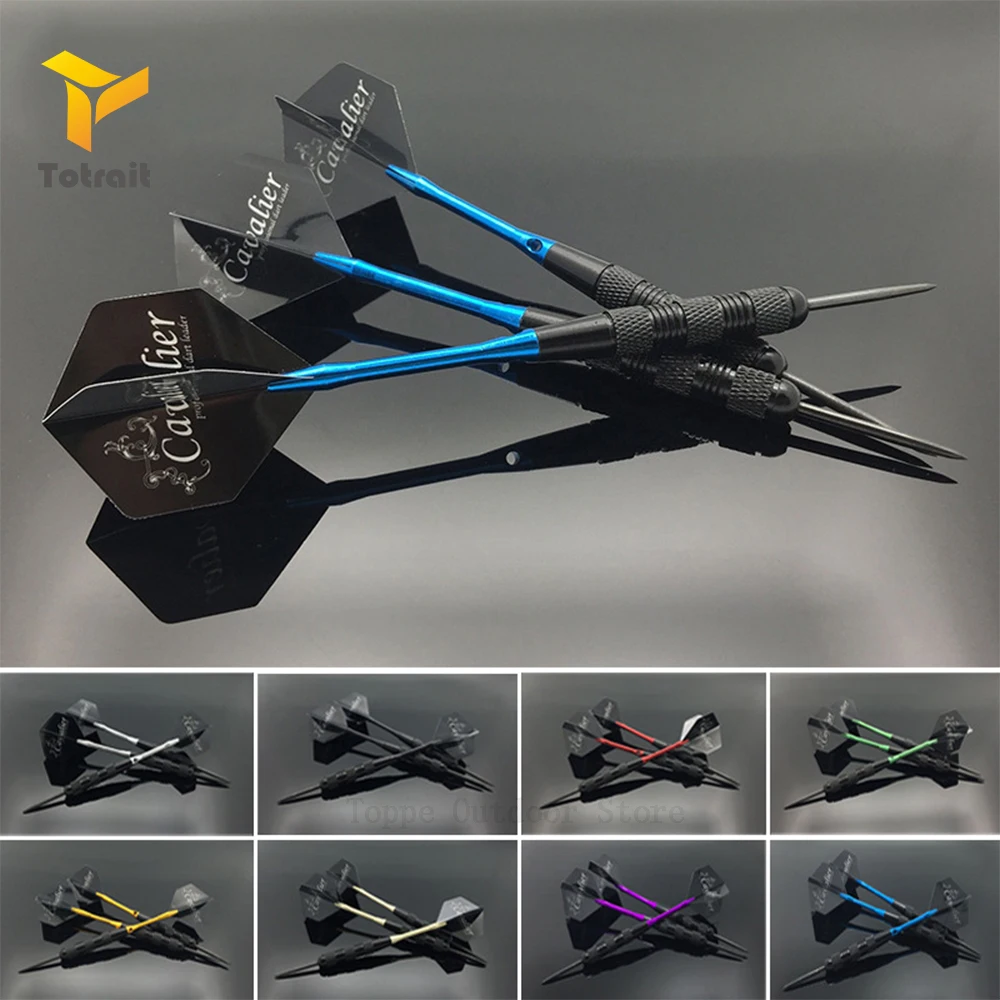 

TOtrait 3PCS Professional Black Darts Steel Tip Aluminium Shafts Indoor Nickel Plated Iron Barrel Silvery Aluminum Shaft Dardos