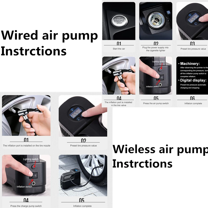 

150 PSI Car Air Compressor DC 12V Digital Tire Inflator Air Pump Portable Auto Air Pump for Car Motorcycle LED Light Tire Pump