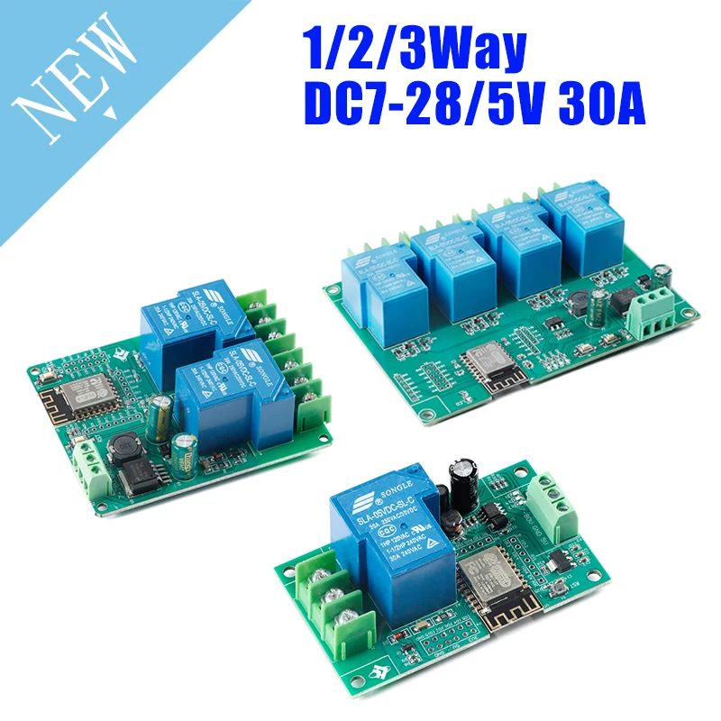 Релейный модуль Wi-Fi ESP8266, 1 2 4 канала, умная домашняя плата для разработки, 30 А, для беспроводного управления