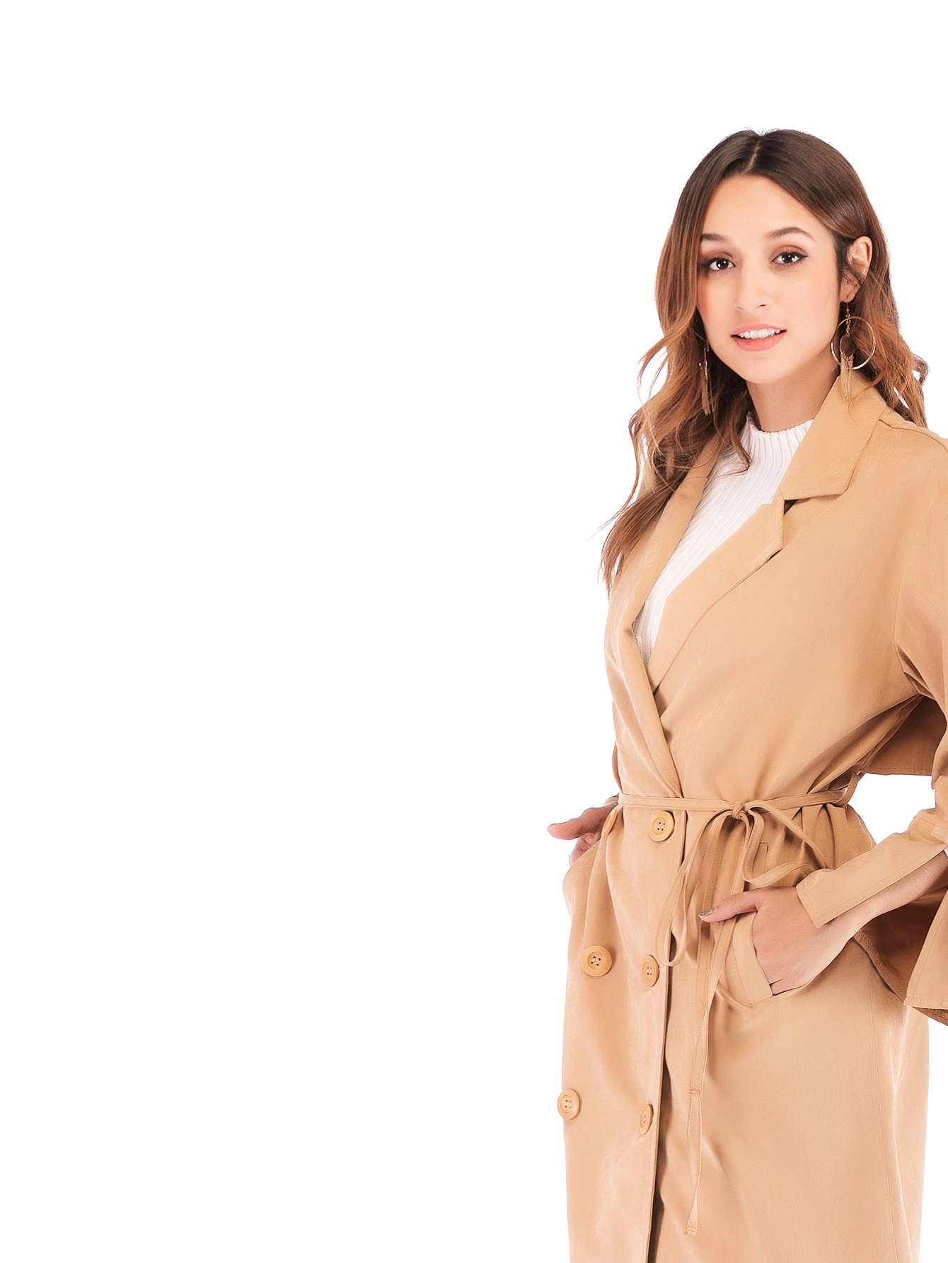 

Women Female Trench Loose Long Autumn Fashion Coat outerwear