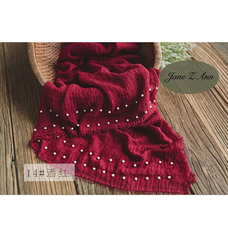 wine red Jane Z Ann/реквизит для фотосессии новорожденных детей, декоративные обертки с жемчугом, тонкая хлопковая линия одежды, аксессуары для студийной съемки 95x185 см - Цвет: wine red