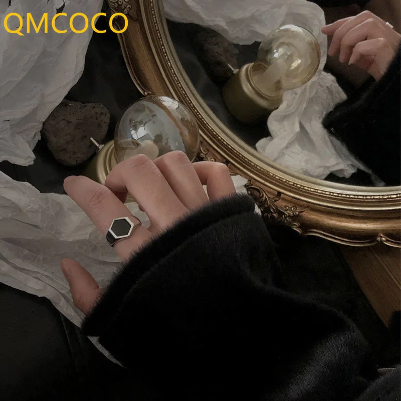 QMCOCO минималистичное серебряное кольцо в форме ромба модное креативное