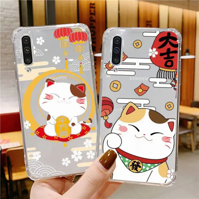 

Lucky Cat Phone Case Transparent For Samsung Galaxy A S 8 9 10 12 20 21 40 50 52 51 70 71 2019 fe 5g ultra plus
