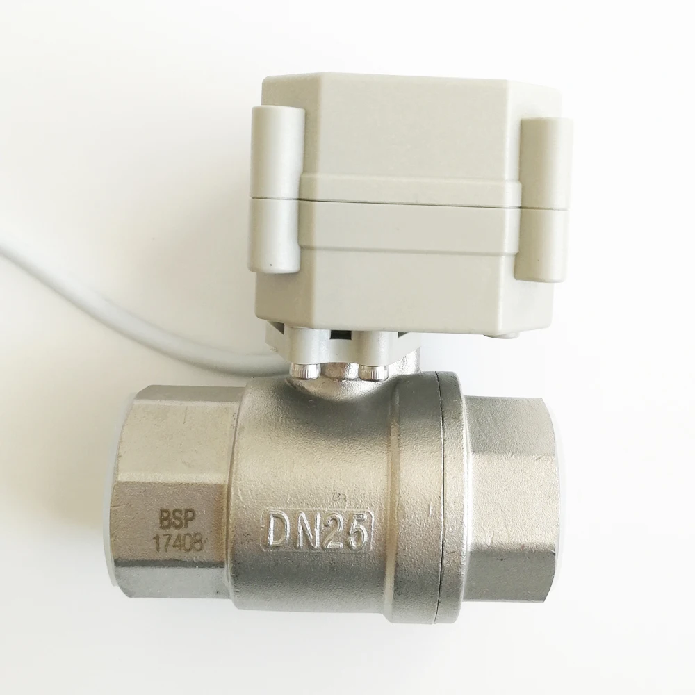 DN25 Полнопортовый электрический водяной клапан из нержавеющей стали DC5V BSP/NPT 1