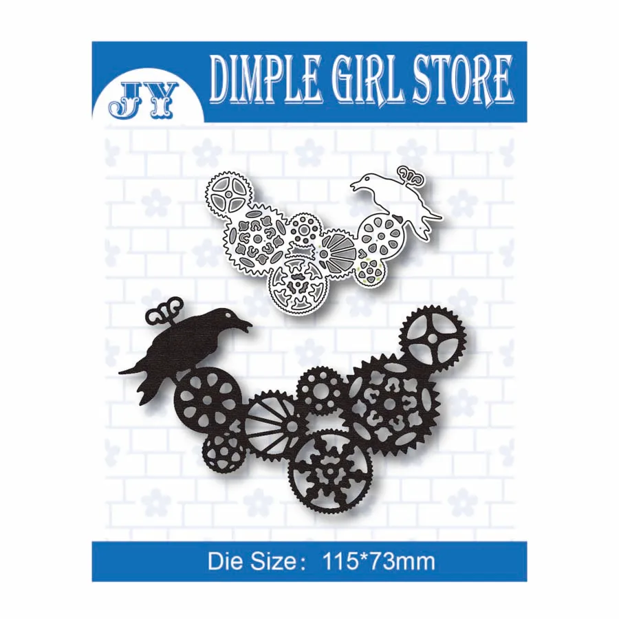 

Punk gear mechanism bird 2021 new scrapbook stamp background punching decoration craft metal cutting die frame embossing