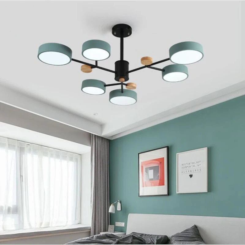 

Modern Wood Chandelier Black Fixture Lighting Led Bulbs Luster Living Room Bedroom Kitchen Dining Lamp Restaurant Chandeliers