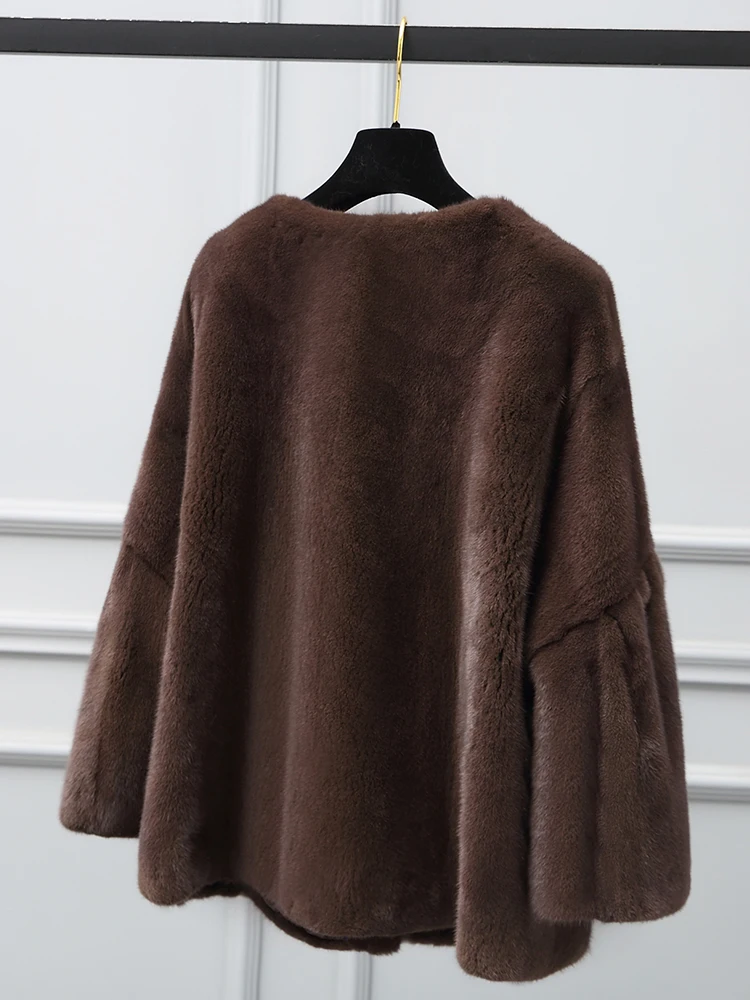 2020 inverno nova todo vison casaco de pele das mulheres curto moda Vestido simples em do pescoolo fino vi | Женская одежда