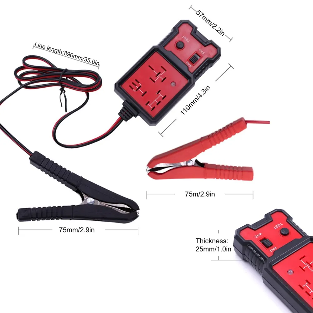 

Electronic Automotive Relay Tester Automobile Cars Battery Checker 4-Pin 5-Pin 12V Universal Detector