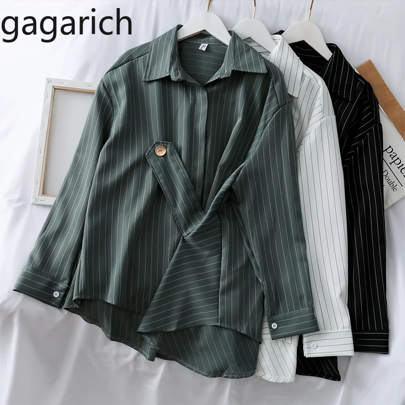 gagarich women chic loose blouse ladies turn down collar long sleeve casual tops 2020 spring hot fashion stripe shirts | Женская одежда