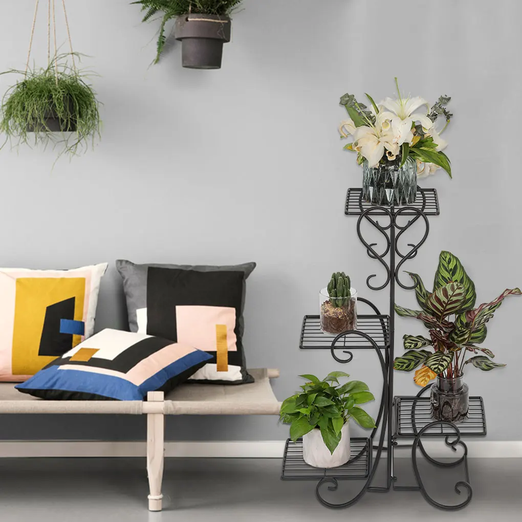 

Plant Stand Indoor Outdoor Flower Pot Support Metal Frame Detachable Plant Holder for Garden Hallway