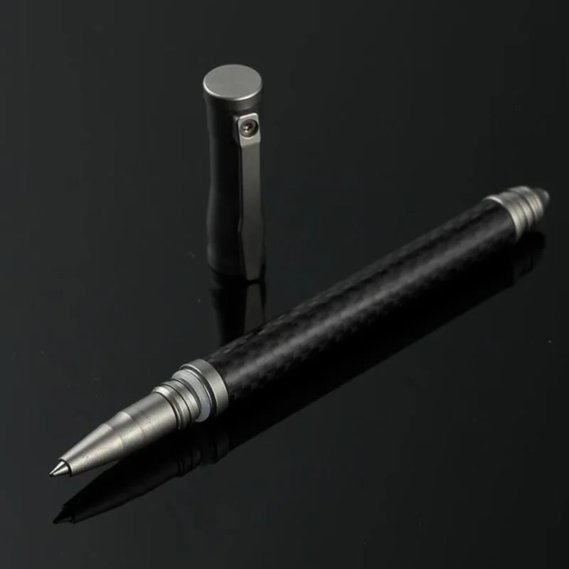 

Luxury Carbon-fiber Pen With Titanium Alloy Clip Ballpoint Pen Tungsten Steel Attack Head Bussiness Writing Tool Outdoor