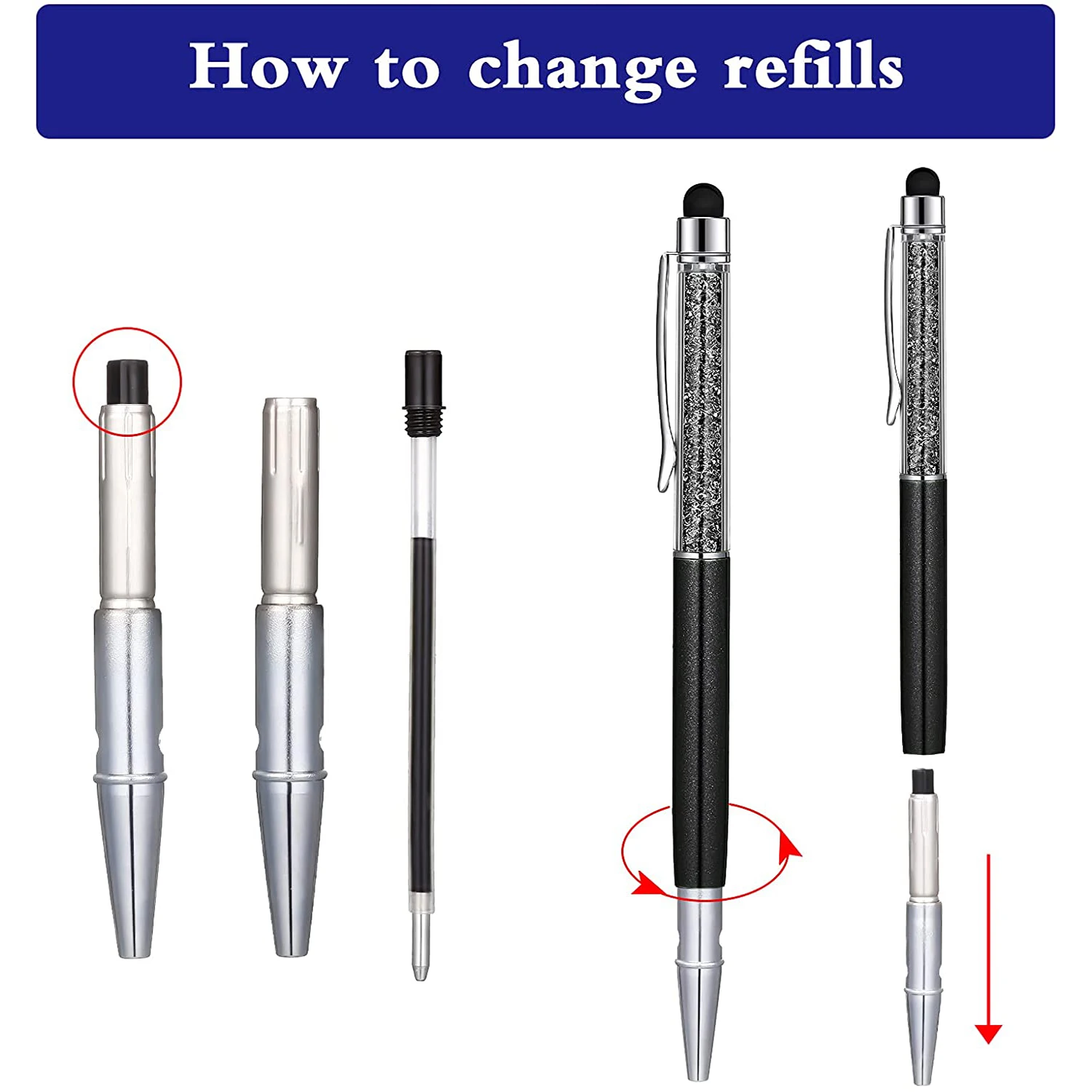 Bright soft touch diamond stylus pen