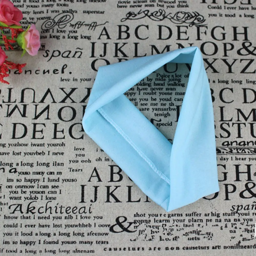 Blue 1 шт. впитывающая пот мягкая широкая эластичная хлопковая повязка на голову для бега йоги Стрейчевые Заколки для женщин и девушек цветная спортивная повязка на голову - Цвет: Blue