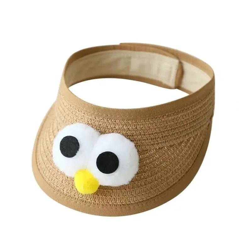 

Children's Hats Summer Sunscreen Men and Women Baby Empty Straw Hats Cartoon Big-eyed Sun Hats Baby Thin Summer Hats
