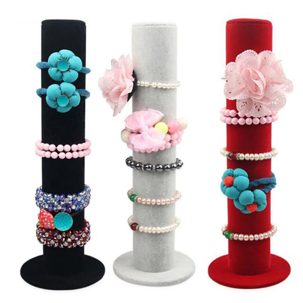 

Hot Selling Black Gray Rose Red Velvet Bracelet Display Holder Jewelry Receiving for Bracelets Bangle Organizer Shelf Rack Stand