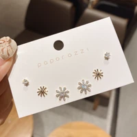 wholesale new small multi pair earrings sun petals zircon set silver plated week women gift