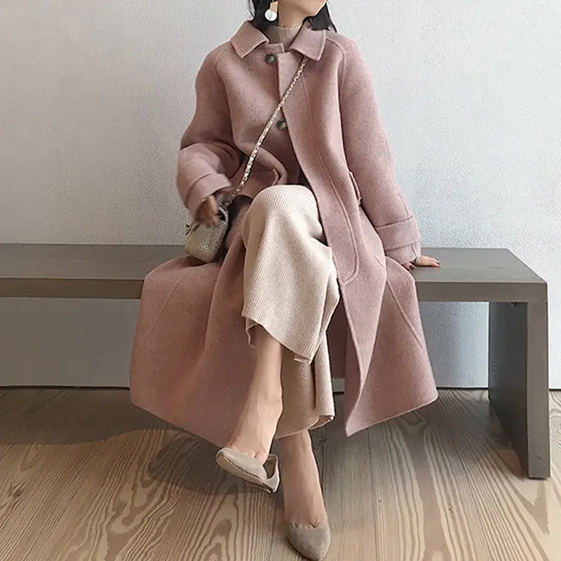 

Women 2020 Autumn Winter Fashion Woolen Coats Female Mid-Long New Korean Temperament Jacket Ladies Popular Slim Warm Outwear L60