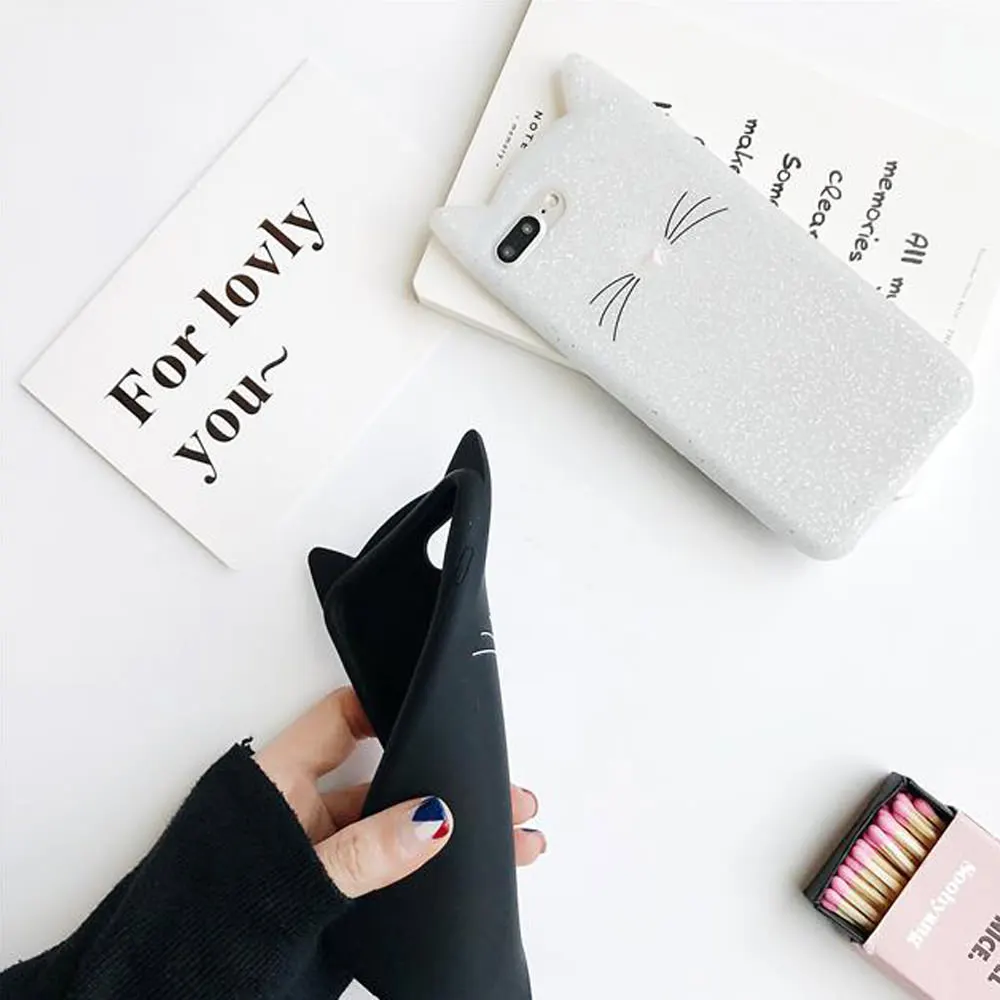 Милый 3D кошачий силиконовый резиновый чехол для телефона Apple iPhone Xr X Xs Max 7 Plus 6 6S 8