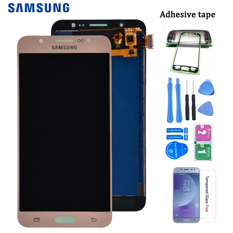 Для Samsung Galaxy J7 j710 SM-J710F J710M J710H J710FN ЖК-дисплей Дисплей и кодирующий преобразователь сенсорного экрана в сборе для регулировки яркости