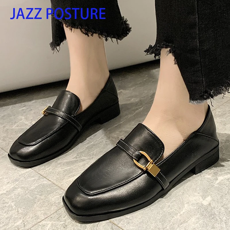 Новинка Весна 2020 Модный женский квадратный носок металлическая пряжка мягкая