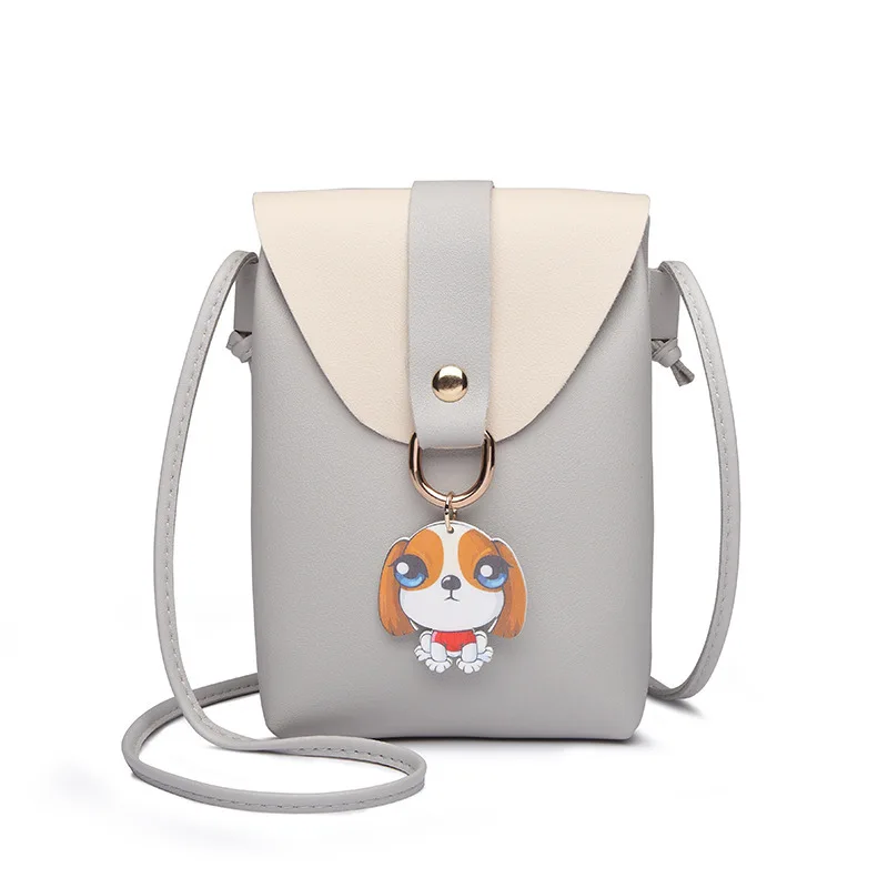 

Women's bag new hanging dog contrast color small square bag leisure mobile phone bag coin purse gift bag dropshipping