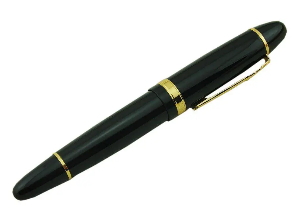 

Jinhao Vivid Black Fountain Pen with Gold Trim for Office Writing High Quality Metal Inking Pens for School Supplies