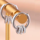 Аутентичные 925 стерлингового серебра изящный небольшой Циркон инкрустированные круглые серьги-кольца для женщин Золотой Earrrings ювелирные изделия