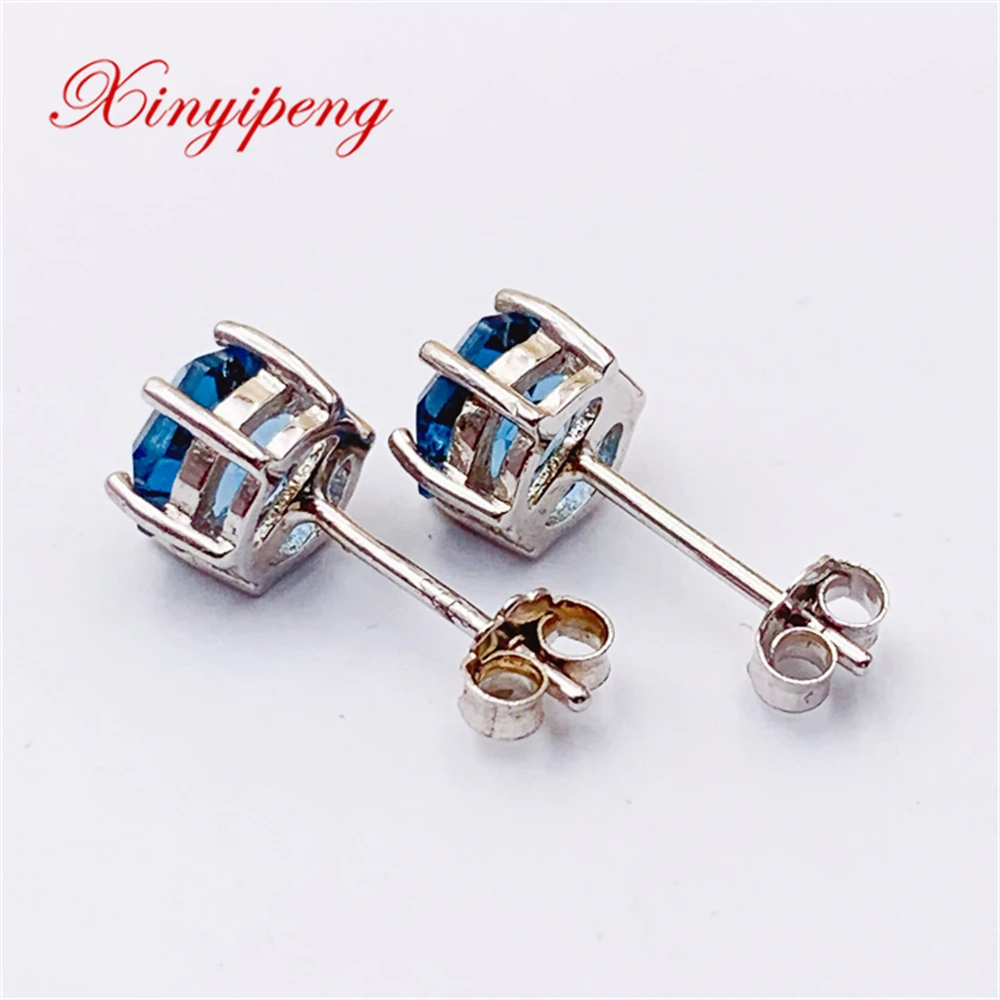 Xin Yipeng – boucles d'oreilles en topaze bleue incrustée, bijoux fins en argent Sterling 925, cadeau d'anniversaire Simple pour femmes, livraison gratuite