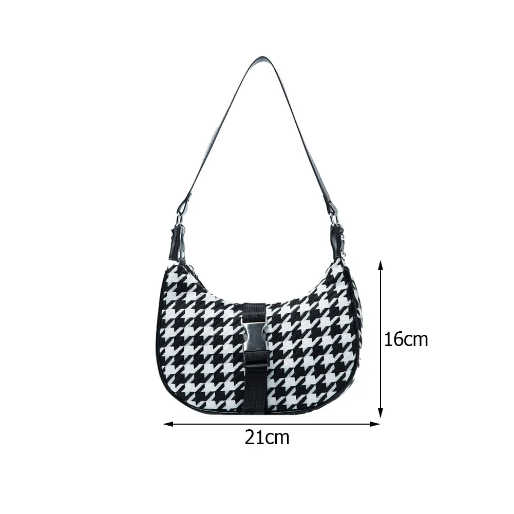 

Fashion Women Houndstooth Pattern Printing Underarm Shoulder Crossbody Messenger Bag Casual Ladies Chain Hobos Handbags Purse