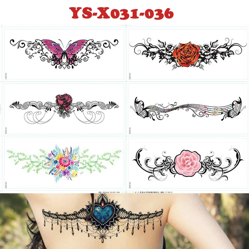 6 штук Временные татуировки цвета розового золота ювелирные изделия переводятся