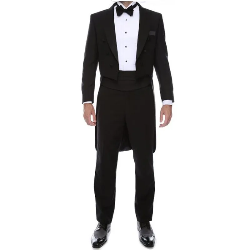 

Черный с лацканами для мужчин костюмы изготовление под заказ жениха костюмы ласточкин хвост пальто Красивый Деловые туфли строгого стиля в...